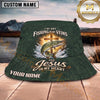 Maxcorners Fishing Sunset Fishing Scene with Bold Angler Personalized Name 3D Bucket Hat (13 Fish Species)