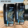 Maxcorners Fishing Tumbler Black Blue Vertical Splash Design Personalized Name Tumbler (13 Species)