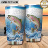 Maxcorners Fishing Tumbler White Aqua Hexagon Splash Design Personalized Name Tumbler (13 Species)