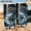 Maxcorners Fishing Tumbler Black Aqua Cracked Ice Design Personalized Name Tumbler (13 Species)
