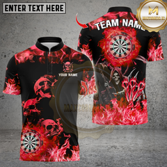 Maxcorners Darts Fire Flame Skull With Dartboard Multicolor Customized Name, Team Name 3D Shirts