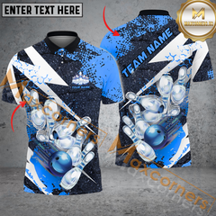 Maxcorners Stylized Bowling Jersey Multicolor Option Customized Name, Team Name 3D Polo Shirt