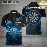 Maxcorners Personalized Name Dart Polo Shirt, Thunder Lightning Dartboard Design ,Custom Team Shirt for Men, Gift for Darts Players
