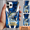 Maxcorners Blue Camo Lightning Water Splash Personalized Name Phone Case (13 Fish Species)