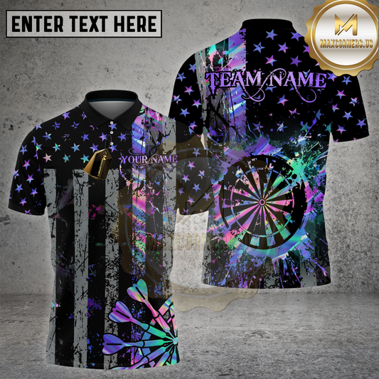 Maxcorners Dart Neon Galaxy Starburst Dartboard Multicolor Options Personalized Name, Team Name 3D Shirt (4 Colors)