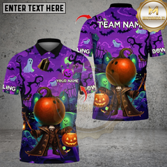 Maxcorners Bowling Halloween Bowling With Pumpkin Multicolor Customized Name, Team Name 3D Shirts