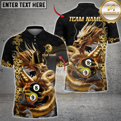 Maxcorners Billiard Golden Dragon Yin And Yang Multicolor Customized Name, Team Name 3D Shirt