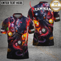 Maxcorners Billiards Kraken Tentacles Fireball Personalized Name, Team Name 3D Unisex Shirt