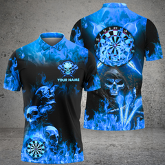 Maxcorners Darts Skull Mutilcolor Options Personalized Name, Team Name 3D Polo Shirt