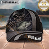Maxcorners Fishing Dark Skull Angler with Dramatic Fishing Rod and Mysterious Scene Personalized Name 3D Cap (13 Fish Species)