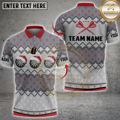 Maxcorners Darts Santa Hat Knitted Pattern Gray Personalized Name 3D Unisex Shirt