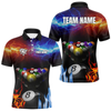 Maxcorners Orange And Blue Custom Lightning Men's Billiard Shirts – Billiard Pool Team Jerseys Polo & 1/4 Zip LM1605