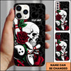 Maxcorners Bowling Skull Rose Gothic Strike Multicolor Personalized Name 3D Phone Case