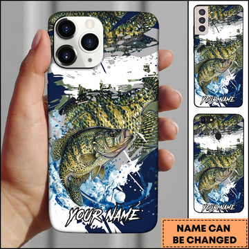 Maxcorners Crappie Fishing Phone Case Abstract Splash Modern Art Personalized Name 3D Phone Case