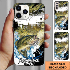 Maxcorners Bass Fishing Phone Case Abstract Splash Modern Art Personalized Name 3D Phone Case