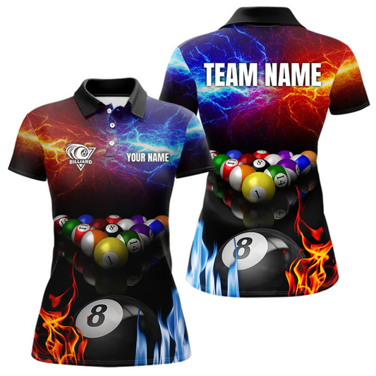 Maxcorners Orange And Blue Custom Lightning Men's Billiard Shirts – Billiard Pool Team Jerseys Polo & 1/4 Zip LM1605