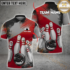 Maxcorners Bowling Cool Ball & Happy Pins Multicolor Personalized 3D Shirt
