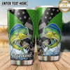 Maxcorners Fishing Tumbler Green Black Star Patchwork Design Personalized Name Tumbler (13 Species)