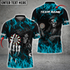 Maxcorners Darts Fire Skull Reaper Mutilcolor Options Personalized Name, Team Name 3D Polo Shirt