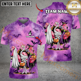 Maxcorners Spooky Flamingo Halloween Funny Golf Shirt, Customized Name & Team Name 3D Shirts (4 Colors)