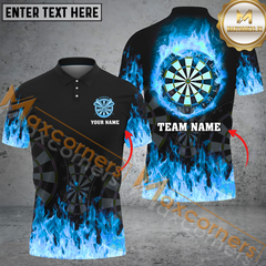 Maxcorners Darts Fire Flame Multicolor Option Customized Name, Team Name 3D Polo Shirt