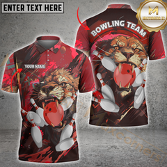 Maxcorners Lion Strike Bowling Jersey Multicolor Customized Name, Team Name 3D Shirts