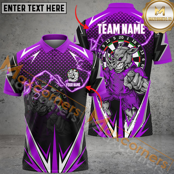 Maxcorners Darts Funny Smoke Customized Name, Team Name 3D Polo Shirt