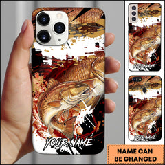 Maxcorners Red Fish Fishing Phone Case Abstract Splash Modern Art Personalized Name 3D Phone Case