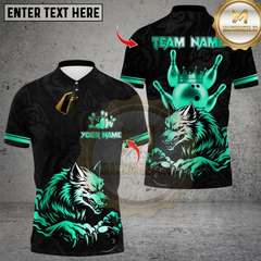 Maxcorners Bowling Wolf Strike Gold Fury Multicolor Customized Name, Team Name 3D Shirts