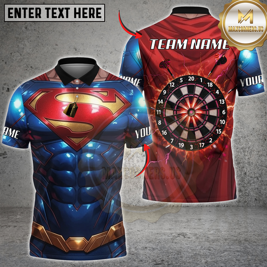 Maxcorners Darts Lightning Bullseye Personalized Name 3D Unisex Shirt
