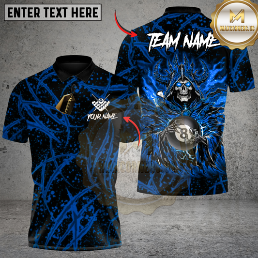 Maxcorners Billiard  8 Ball Skull Emperor Multicolor Customized Name, Team Name 3D Shirt
