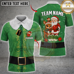 Maxcorners Santa Reindeer Bowling Elf Multicolor Customized Name, Team Name 3D Shirt