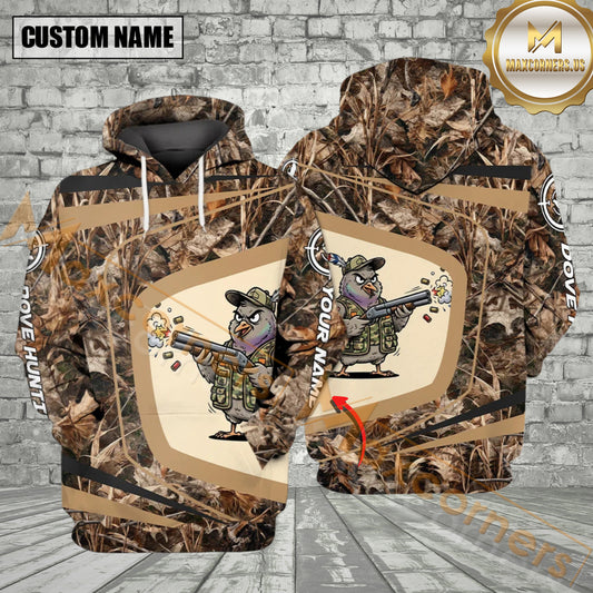 Maxcorners Custom Name Funny Dove Field Camo Art All Over Print Shirt Best Gift For Hunter