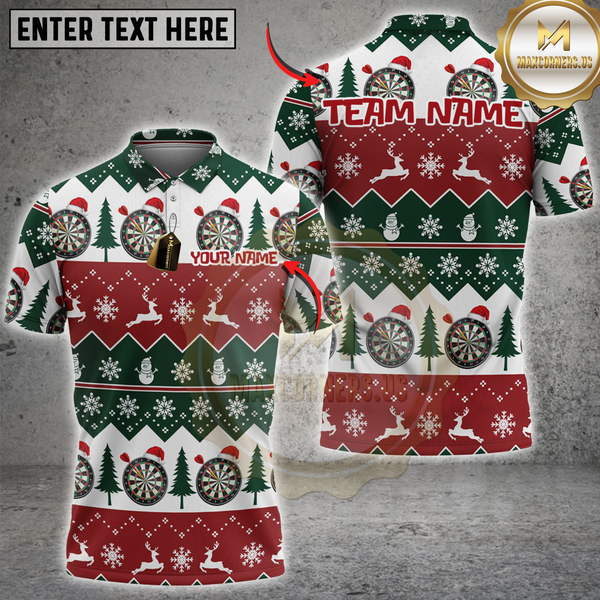 Maxcorners Darts Ugly Christmas Pattern Personalized Name 3D Unisex Shirt