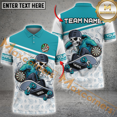Maxcorners Darts  Skateboarding Skeleton Multicolor Option Customized Name, Team Name 3D Polo Shirt