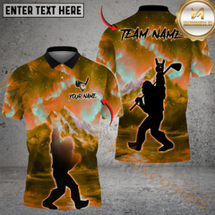 Maxcorners Legend of Bigfoot Swing Funny Golf Polo Shirt, Custom Name & Team Name 3D Shirts