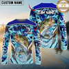 Maxcorners Fishing Blue Fiction Sea Custom Name & Team Name 3D Shirts