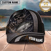 Maxcorners Fishing Dark Skull Angler with Dramatic Fishing Rod and Mysterious Scene Personalized Name 3D Cap (13 Fish Species)