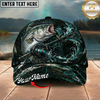 Maxcorners Fishing Dark Ocean Swirl Rod Splash Personalized 3D Cap (12 Fish Species)