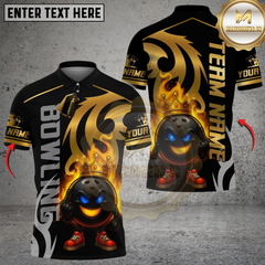 Maxcorners Bowling And King Pins Flame Premium Multicolor Customized Name, Team Name 3D Shirts