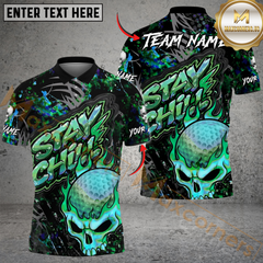 Maxcorners Urban Skull Golf Polo Shirt, Customized Name & Team Name 3D Shirts (4 Colors)