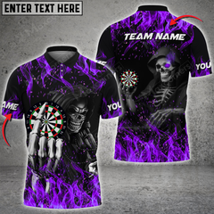 Maxcorners Darts Fire Skull Reaper Mutilcolor Options Personalized Name, Team Name 3D Polo Shirt