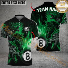 Maxcorners Billiards 8-Ball Fire Wolfpack Multicolor Customized Name, Team Name 3D Shirt
