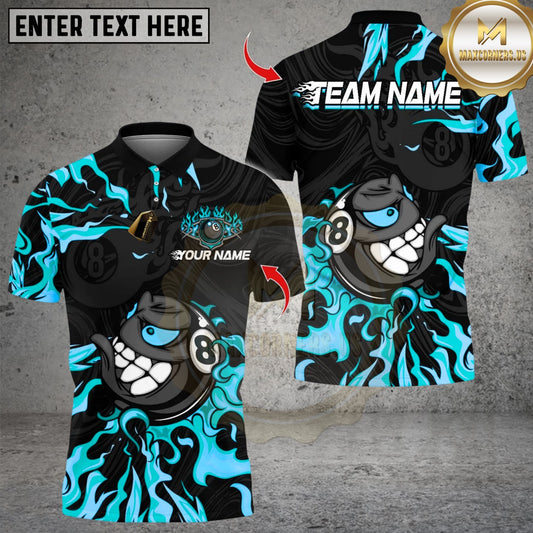 Maxcorners Flaming Angry Billiards Multicolor Customized Name, Team Name 3D Shirt