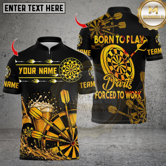 Maxcorners Darts Born To Play Darts With Beer Personalized Name 3D Unisex Shirt