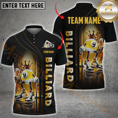 Maxcorners Billiard 9 Ball King with Crown Customized Name, Team Name 3D Unisex Shirt