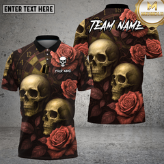 Maxcorners Skull Rose Shirt Red Rose Gothic Skull Multioptions Personalized Name, Team Name Unisex 3D Shirt (4 Colors)