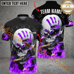 Maxcorners Darts Skull Mutilcolor Options Personalized Name, Team Name 3D Polo Shirt