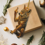 Maxcorners Personalized Funny Coyote Fukin' Finger Hunting Acrylic Christmas Ornament – Custom Gift for Hunters LM0411