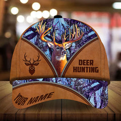 Maxcorners Premium Deer Hunting Zip Leather Pattern 3D Multicolor Personalized Cap